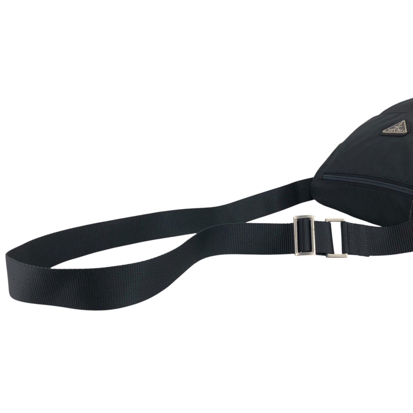 PRADA Triangle Logo Front Buckle Shoulder bag Black Vintage cxgmd6