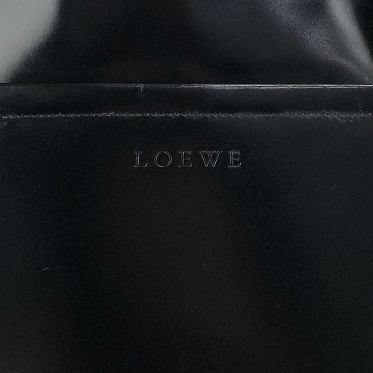 LOEWE Logo Embossed Shoulder bag Black Vintage pyktz8
