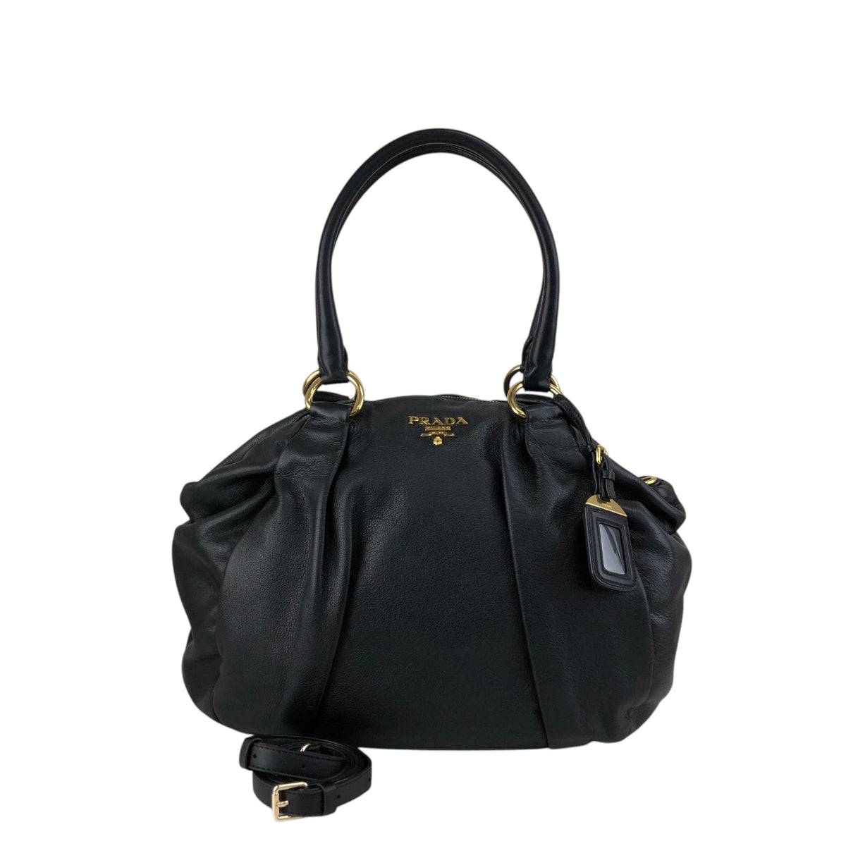 PRADA Logo Two-way Handbag Shoulder bag Black Vintage b3cs48