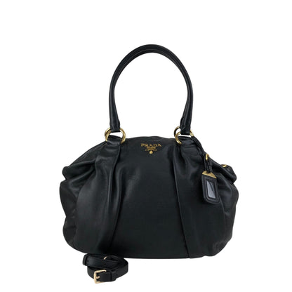 PRADA Logo Two-way Handbag Shoulder bag Black Vintage b3cs48