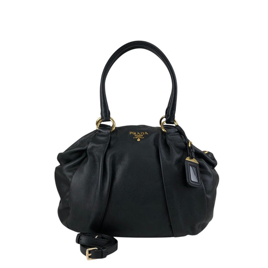 PRADA Logo Two-way Handbag Shoulder bag Black Vintage b3cs48