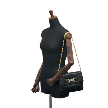 CELINE Blason Horse Bit Chain Shoulder bag Black Vintage zstzja