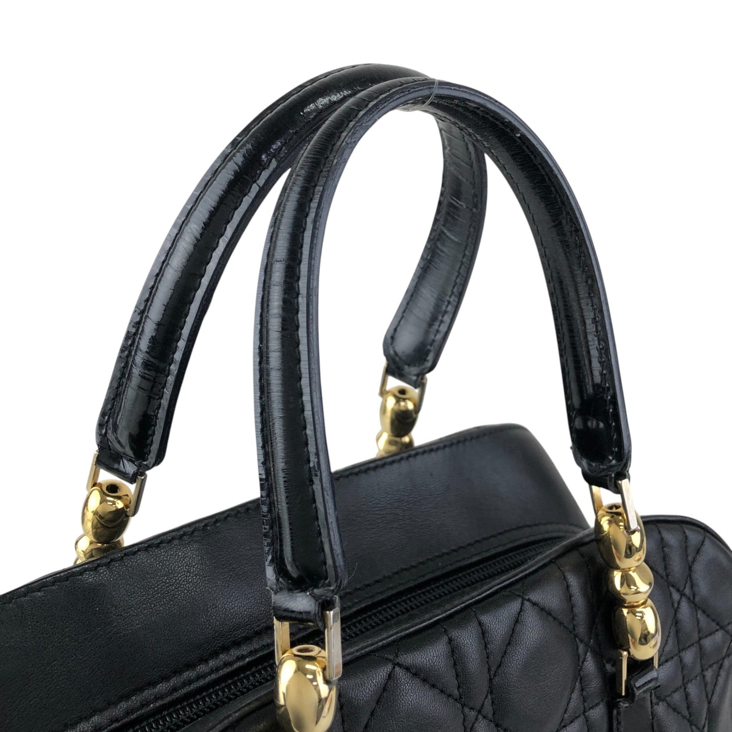 Christian Dior Cannage Small Boston bag Handbag Black Vintage ffmc6u