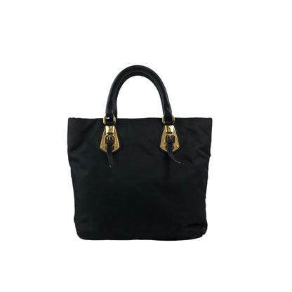 PRADA Logo Handbag Black Vintage zm3r7k