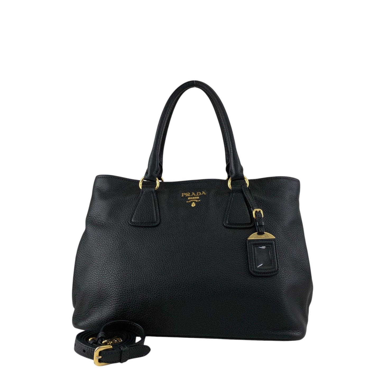 PRADA Logo Two-way Handbag Shoulder bag Black Vintage 7kpf4k
