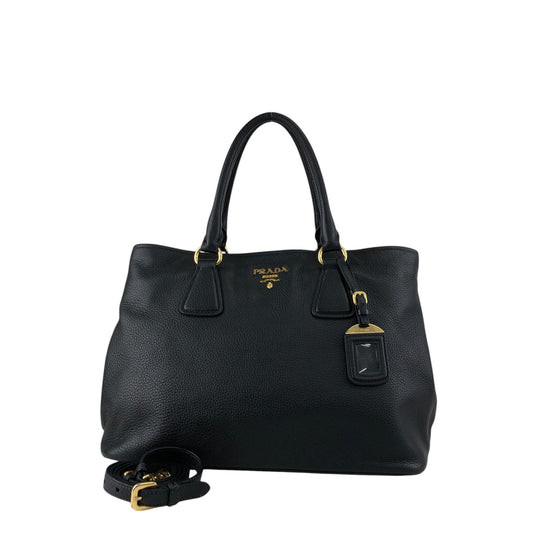 PRADA Logo Two-way Handbag Shoulder bag Black Vintage 7kpf4k