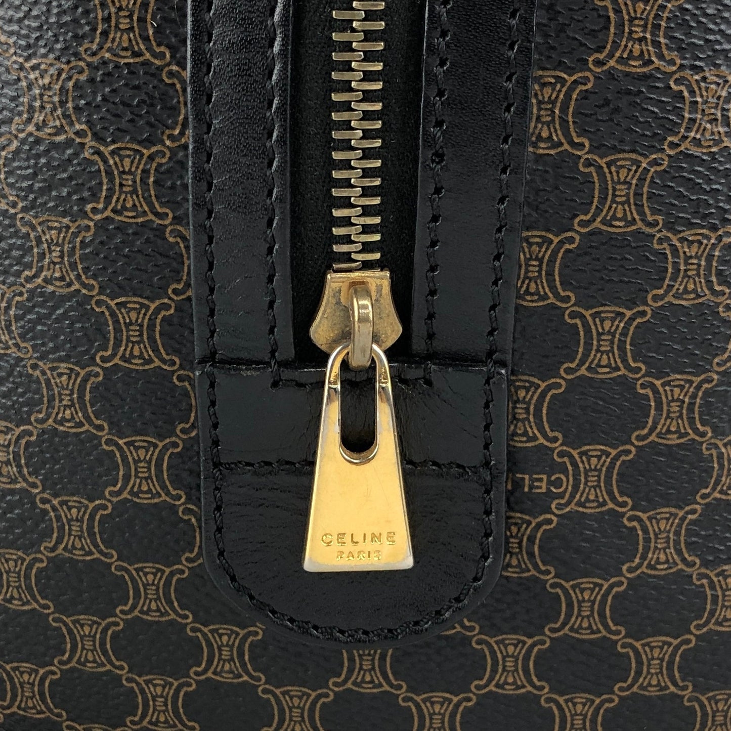 CELINE Macadam Blason Two-way Small Boston bag Shoulder bag Black Vintage d4zwjm