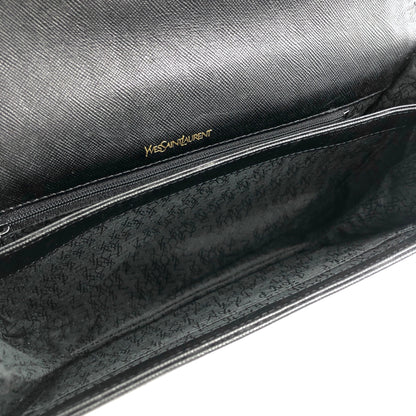 Yves Saint Laurent YSL Logo Leather Shoulder bag Black Vintage 4jenk5