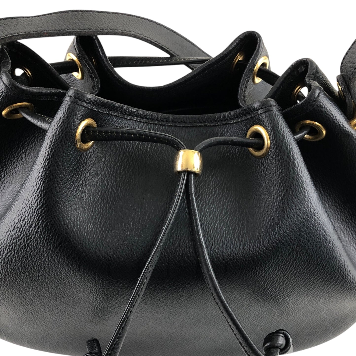 Christian Dior Logo Drawstring Shoulder bag Black Vintage 8jksti