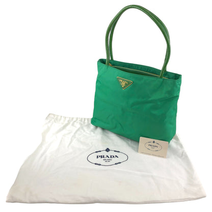 PRADA Tessuto Triangle Logo Handbag Totebag Green Vintage paupzp