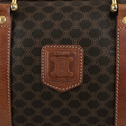 CELINE Macadam Blason Handbag Small Boston bag Brown Vintage dujsu6