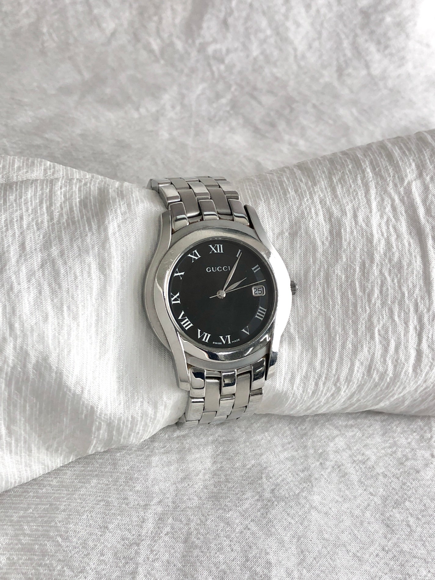 GUCCI Logo Quartz Watch Silver Vintage vx345b