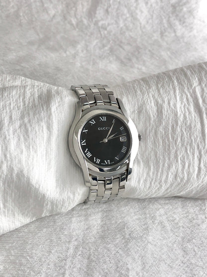 GUCCI Logo Quartz Watch Silver Vintage vx345b