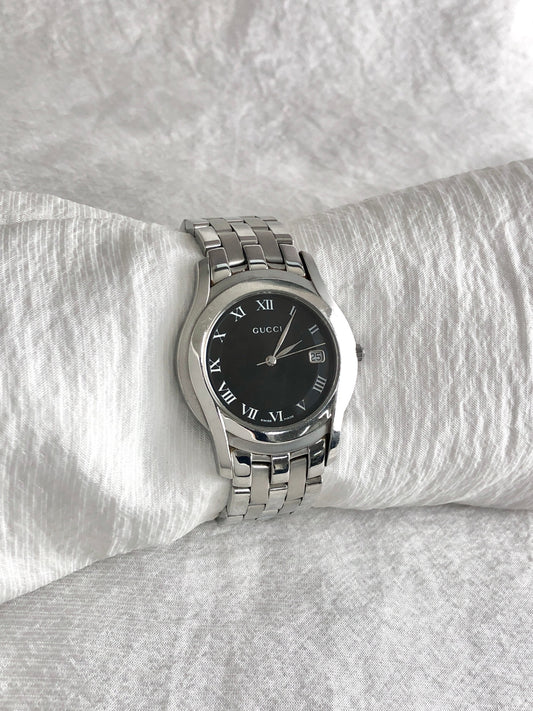 GUCCI Logo Quartz Watch Silver Vintage vx345b