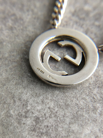 GUCCI Interlocking SILVER925 Necklace Silver Vintage xb5u2r