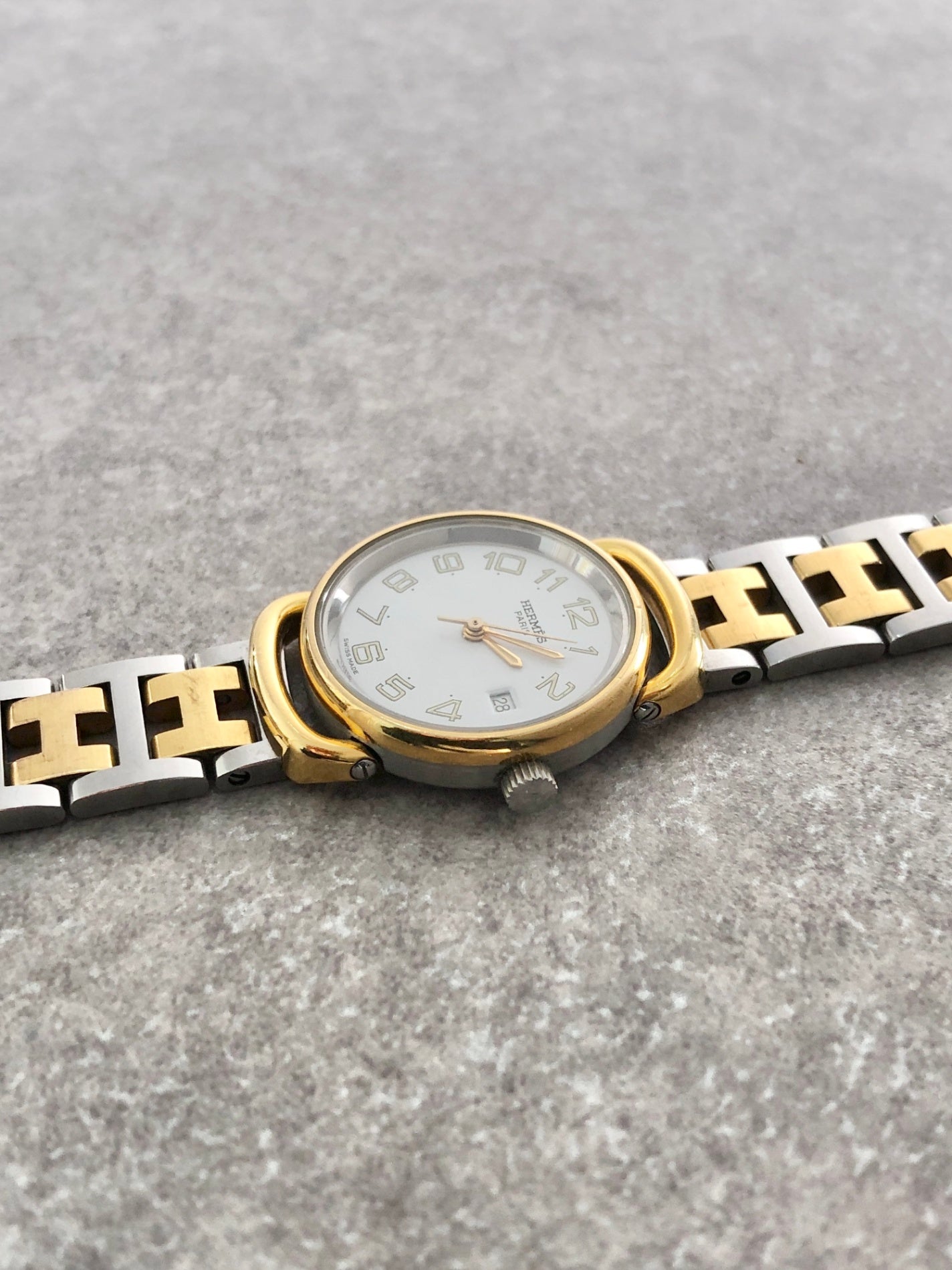 HERMES Quartz Watch Silver pullman Vintage krhgdd