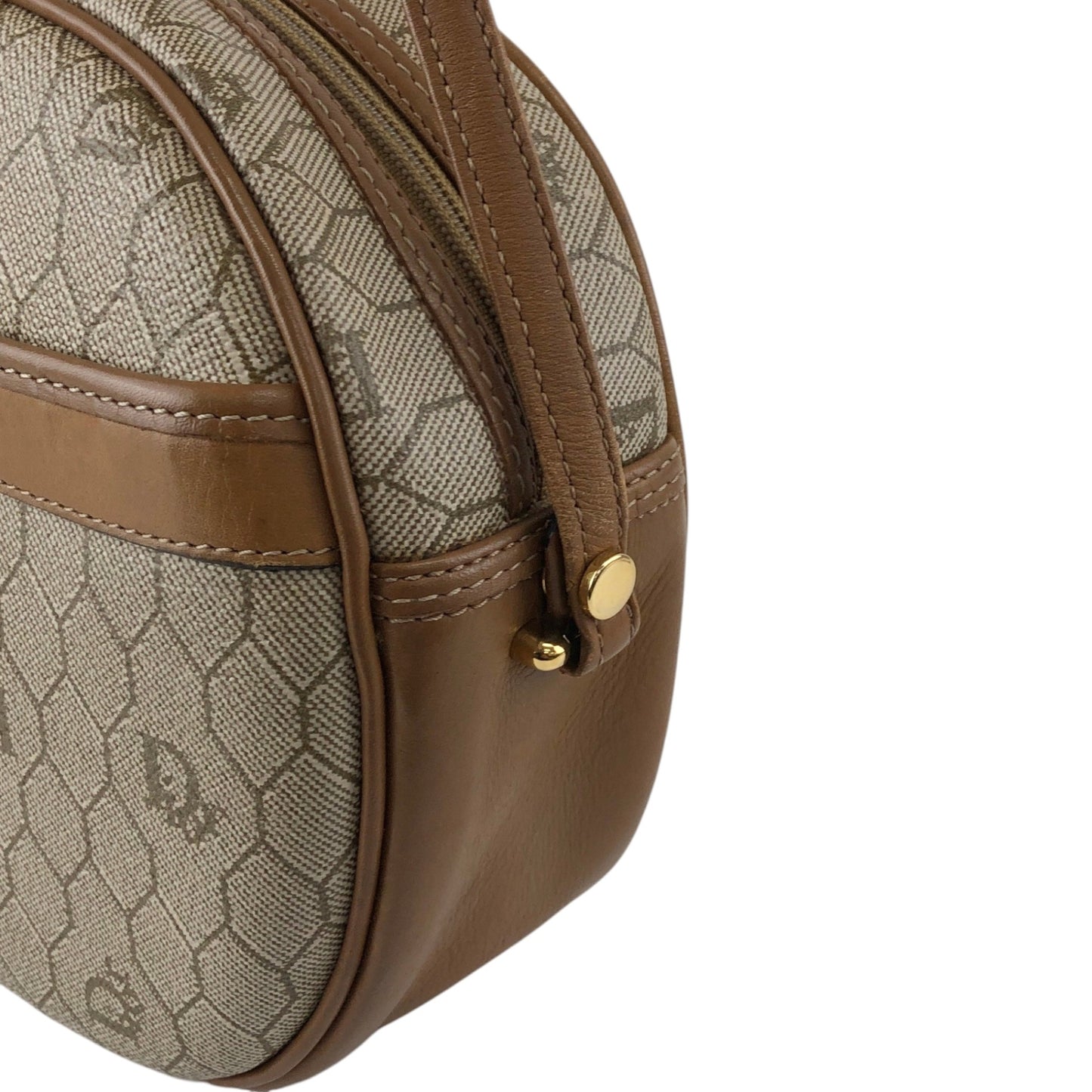 Christian Dior Honeycomb Pattern Logo Shoulder bag Beige Vintage a6fh6v