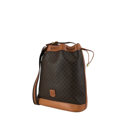 CELINE Macadam Blason Drawstring Shoulder bag Brown Vintage 6tzfb8