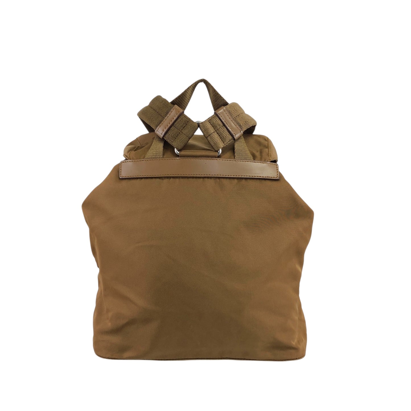 PRADA Triangle Logo Double Pocket Backpack Brown Vintage rne3iv