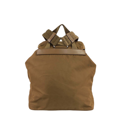 PRADA Triangle Logo Double Pocket Backpack Brown Vintage rne3iv