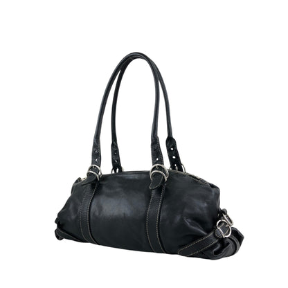 PRADA Logo Embossed Belt Handbag Black Vintage m8shz4