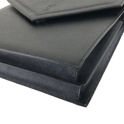 Yves Saint Laurent YSL Logo Leather Two-way Handbag Shoulder bag Black Vintage ffwsya