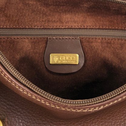 GUCCI Logo Embossed Small Boston bag Handbag Brown Vintage tpnfiv