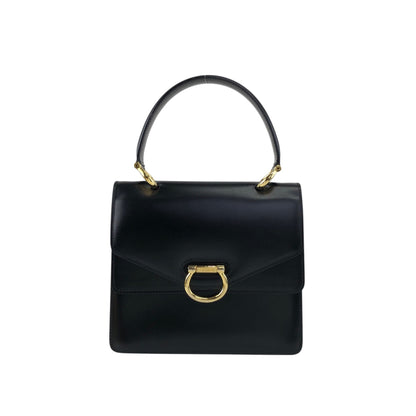 CELINE Horse Bit Double Flap  Handbag Black Vintage nrxerm