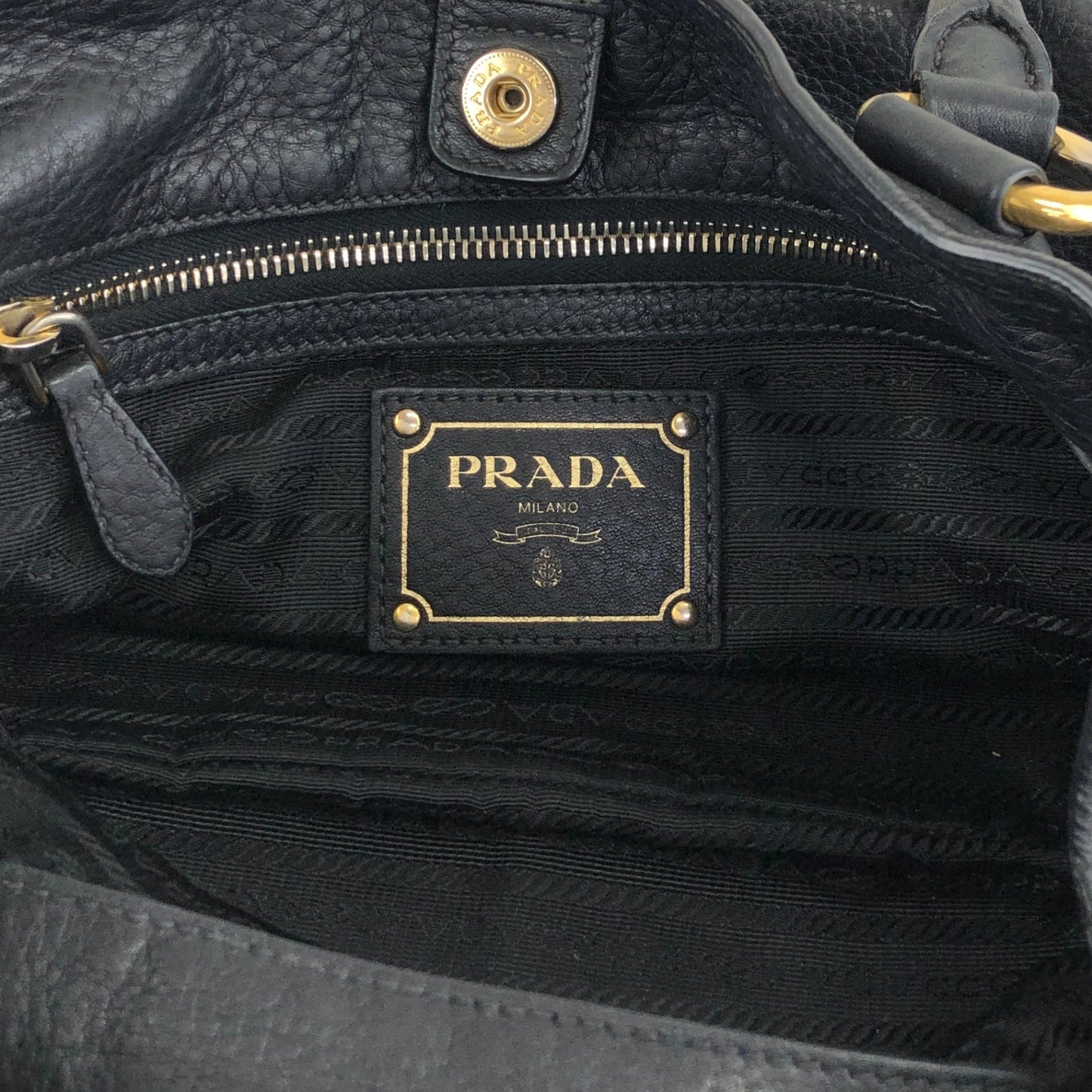 PRADA Logo Handbag Totebag Black Vintage 3ksgpr