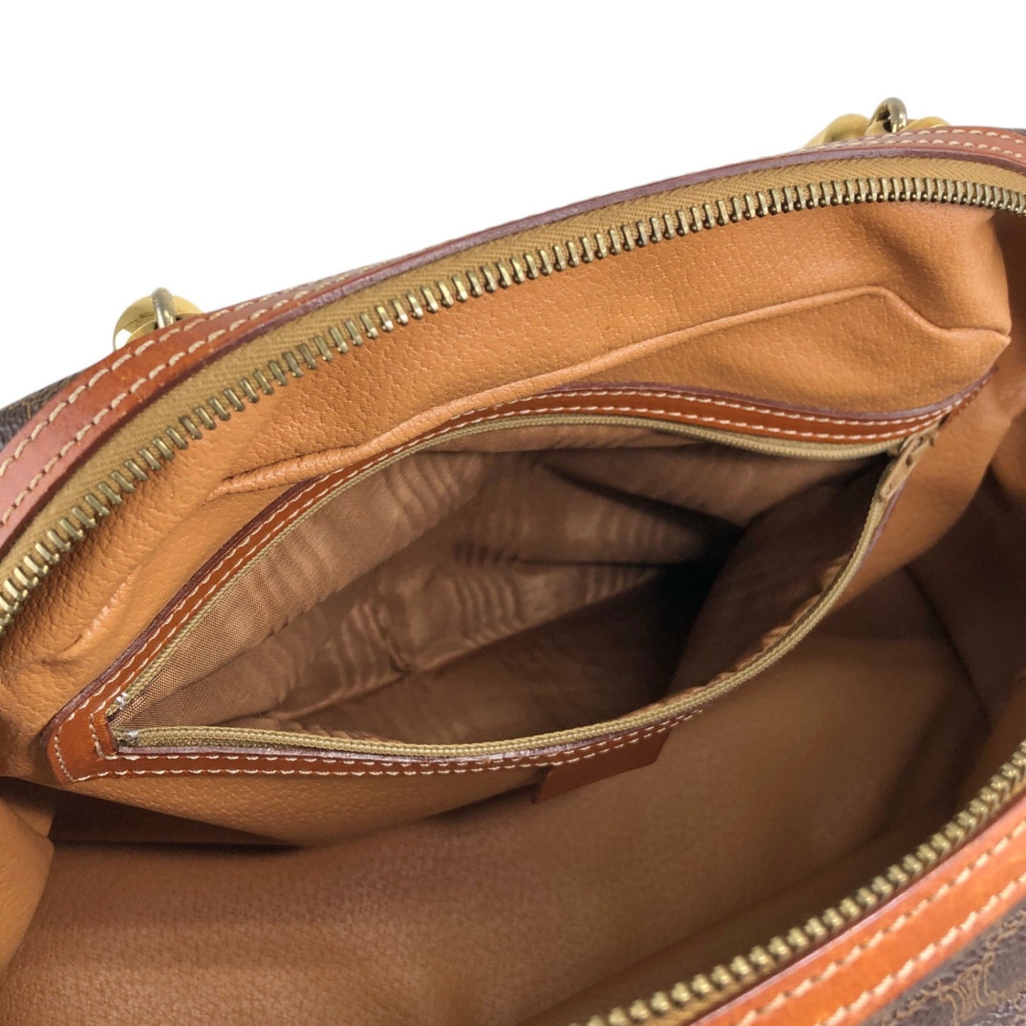 CELINE Macadam Blason Handbag Brown Vintage h544n5
