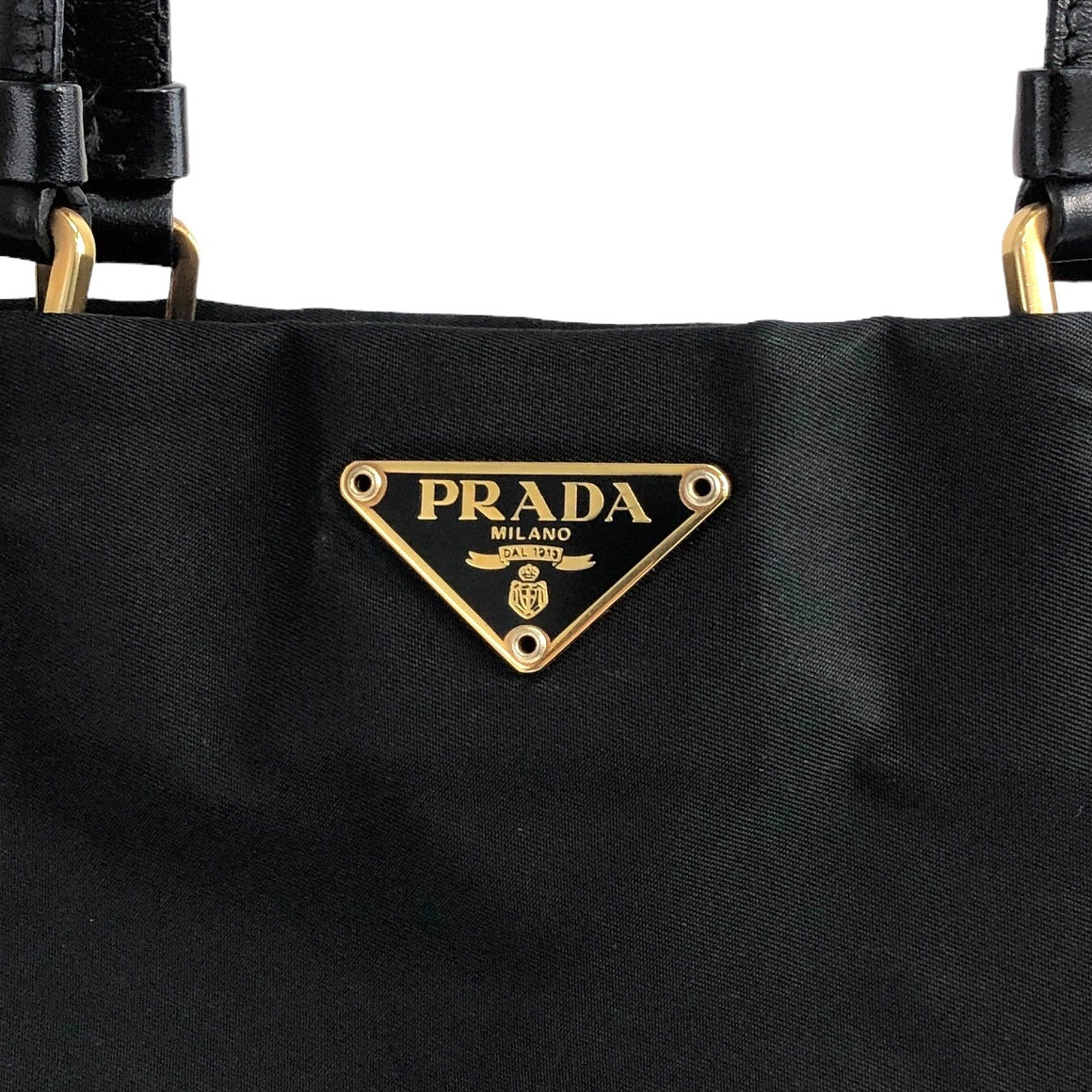 PRADA Triangle Logo Totebag Handbag Black Vintage 6ihn7n