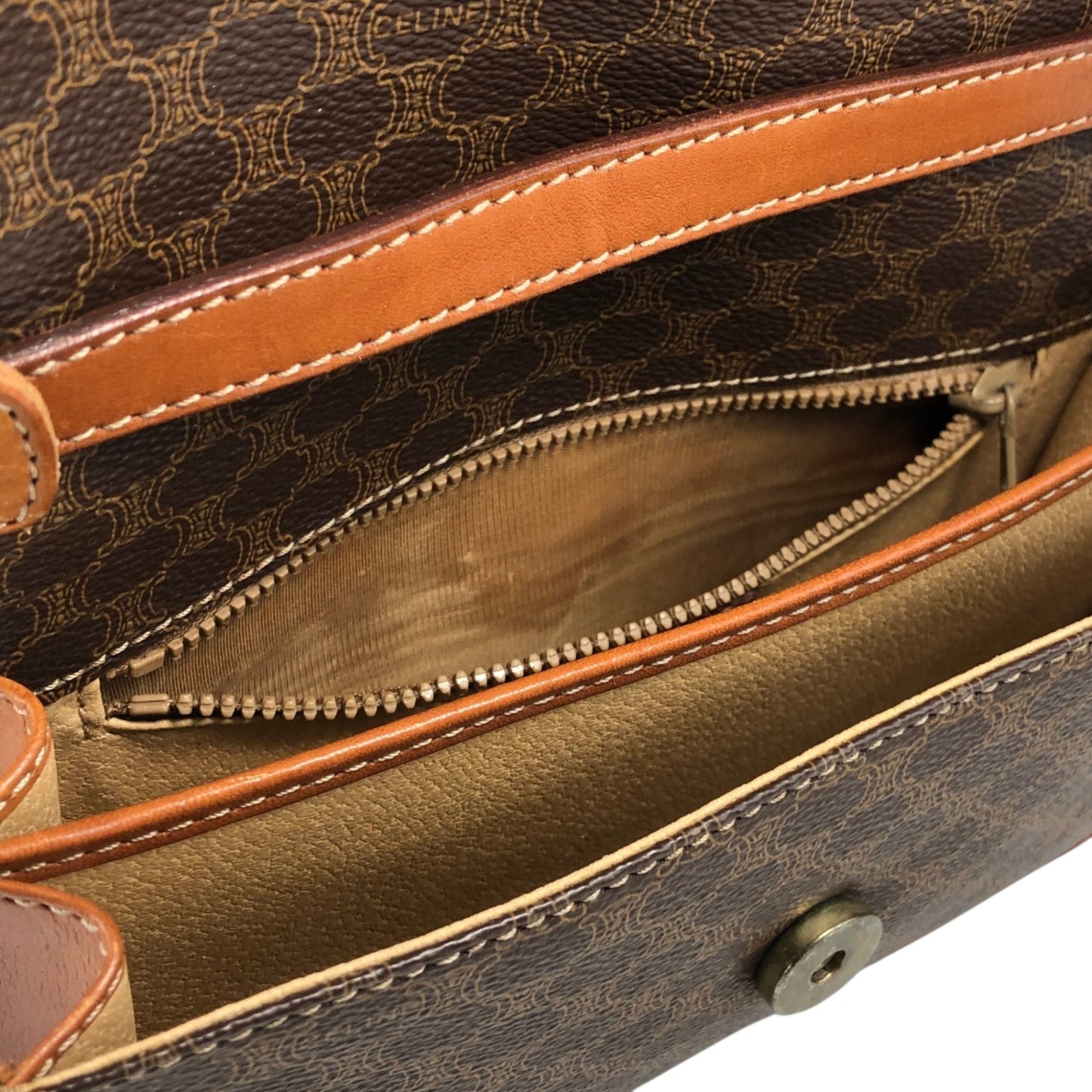 CELINE Macadam Blason Shoulder bag Brown Vintage ytvnjg