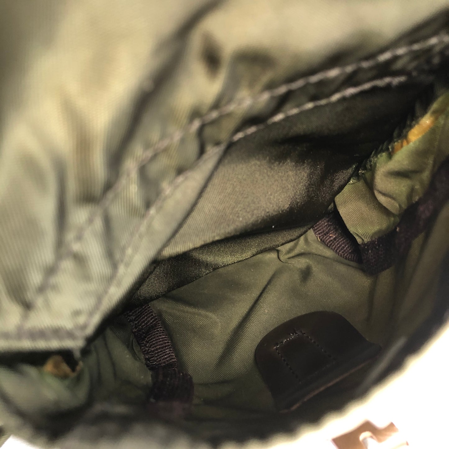 PRADA Triangle Logo Double Pocket Backpack khaki Vintage p3hihd