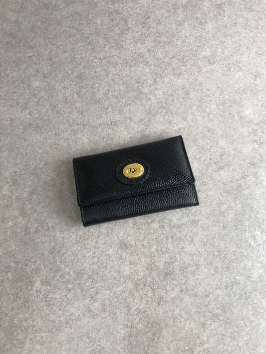 Christian Dior Logo Key Case Black Vintage jcym25