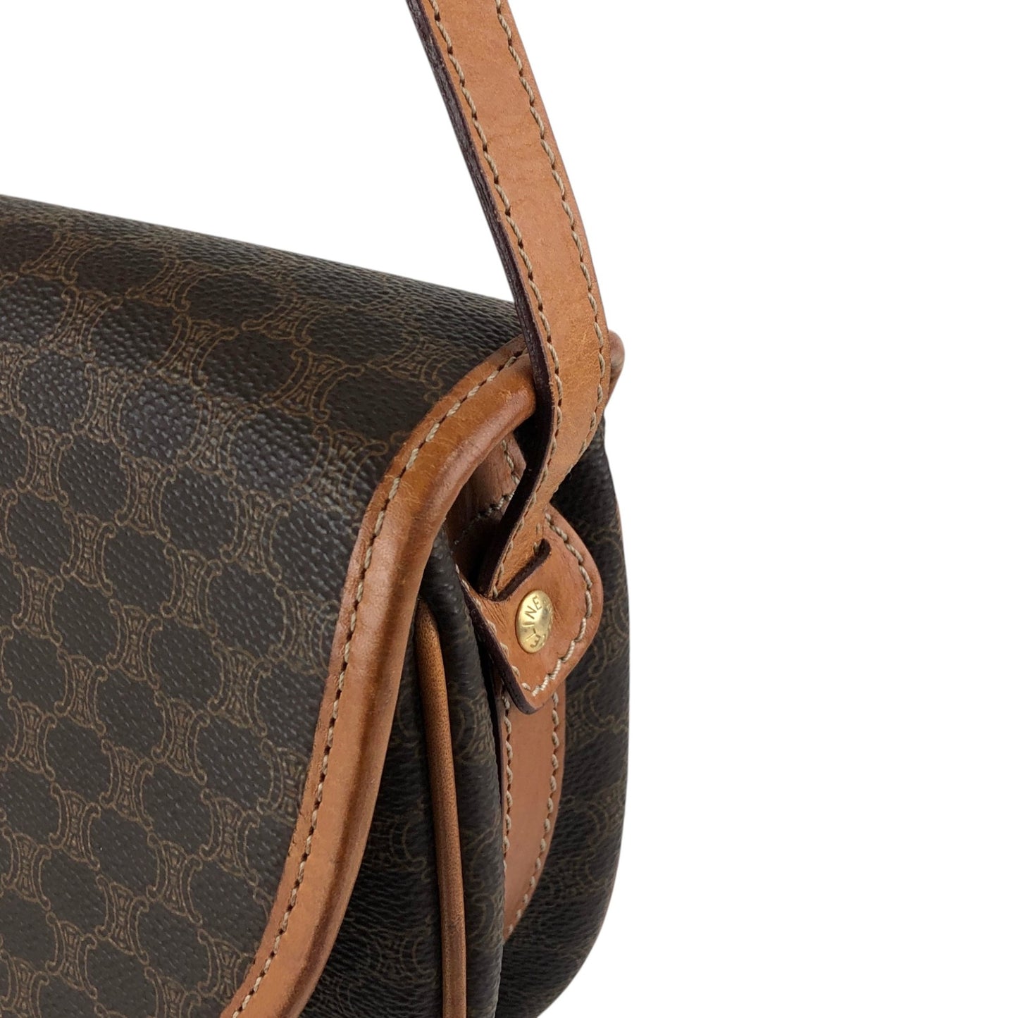 CELINE Macadam Blason Shoulder bag Brown Vintage n6642d
