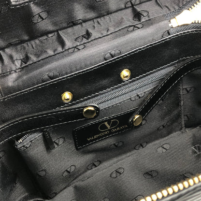 VALENTINO GARAVANI Logo Charm Two-way Handbag Shoulder bag Black Vintage b2wgf5