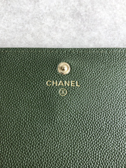 CHANEL Matelasse 長版錢包 卡其色 復古 mtrgcg