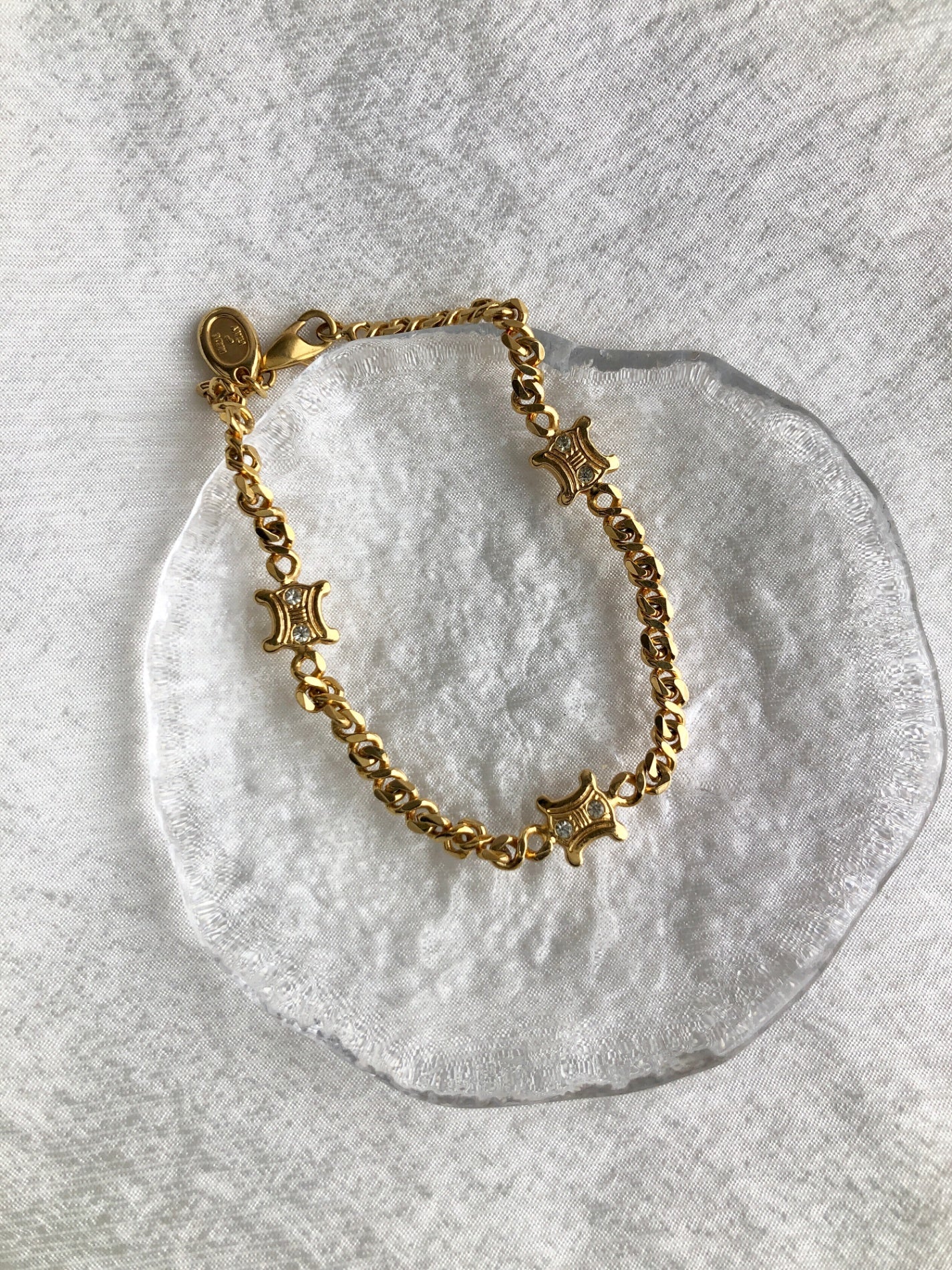 CELINE Blason Bracelet Gold Vintage 72ed8s