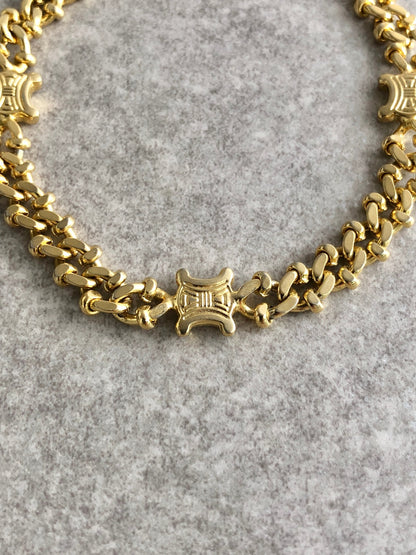CELINE Triomphe Bracelet Gold Vintage 7je23u