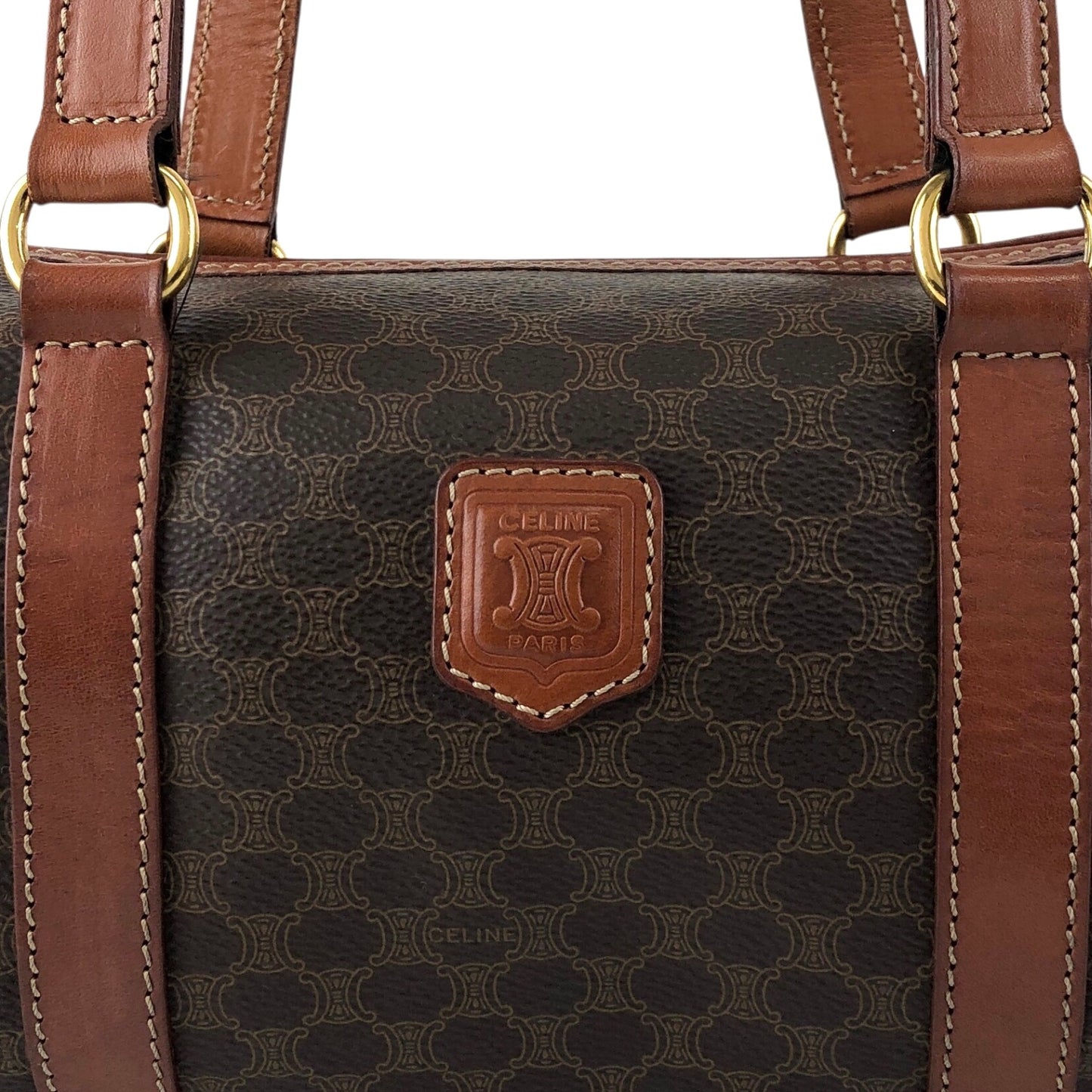 CELINE Macadam Blason Handbag Brown Vintage d4wvhf