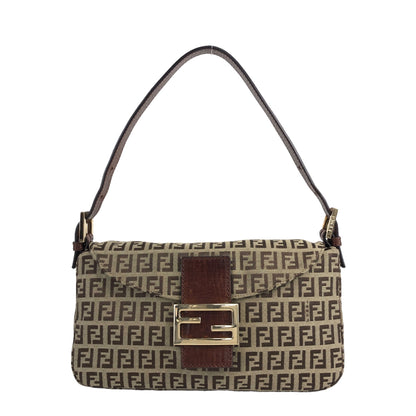 FENDI Zucchino Handbag Hobobag Brown Vintage 55k5nz