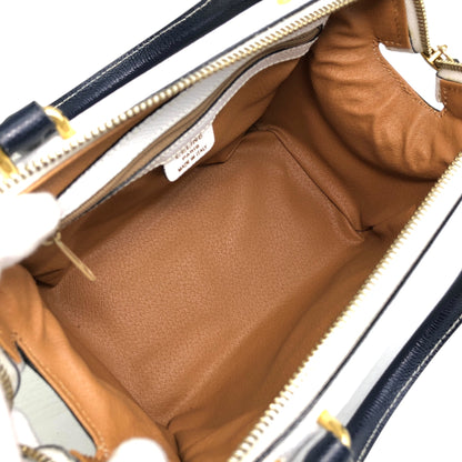 CELINE Two-way Small Boston bag Shoulder bag White×Navy Vintage gbtb54
