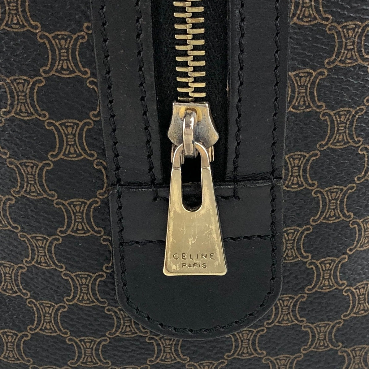 CELINE Macadam Blason Two-way Handbag Shoulder bag Black Vintage a45rtr
