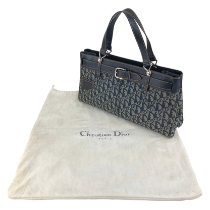 Christian Dior Trotter Front Buckle Handbag Navy Vintage nk2ius