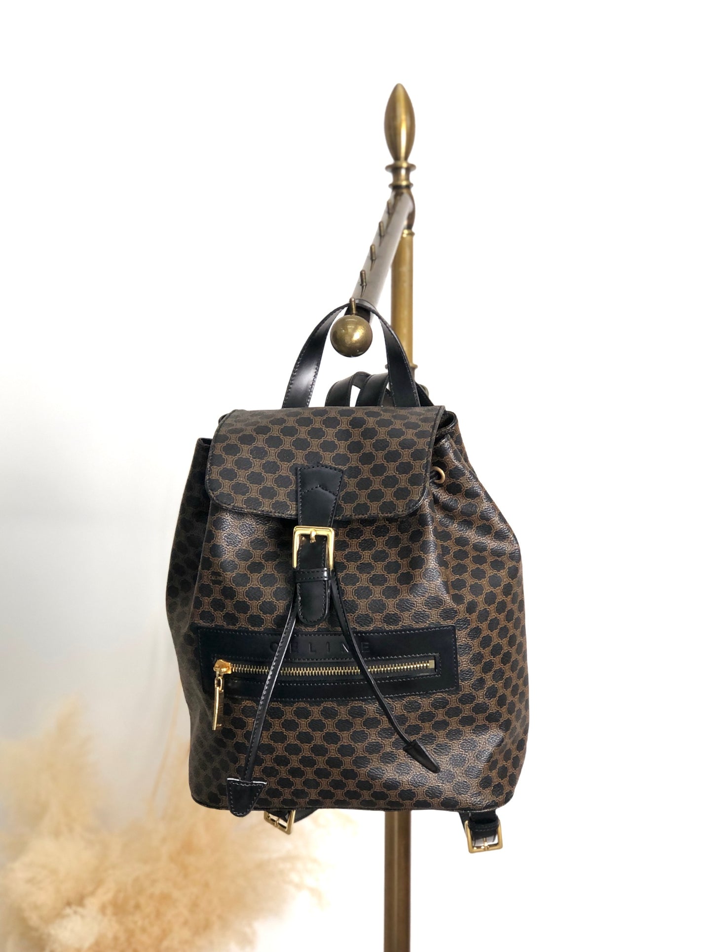 CELINE Macadam Logo Backpack Black Vintage ed4nn3