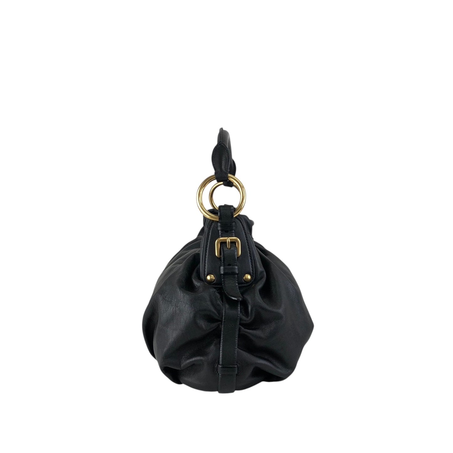 PRADA Logo Shoulder bag Black Vintage guki3f