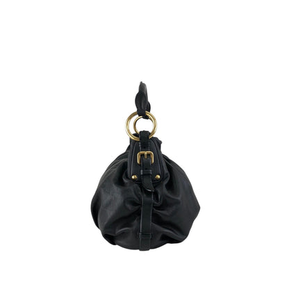 PRADA Logo Shoulder bag Black Vintage guki3f