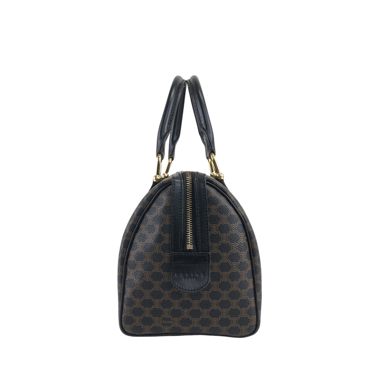 CELINE Macadam Blason Two-way Boston bag Shoulder bag Black Vintage u3fgiw