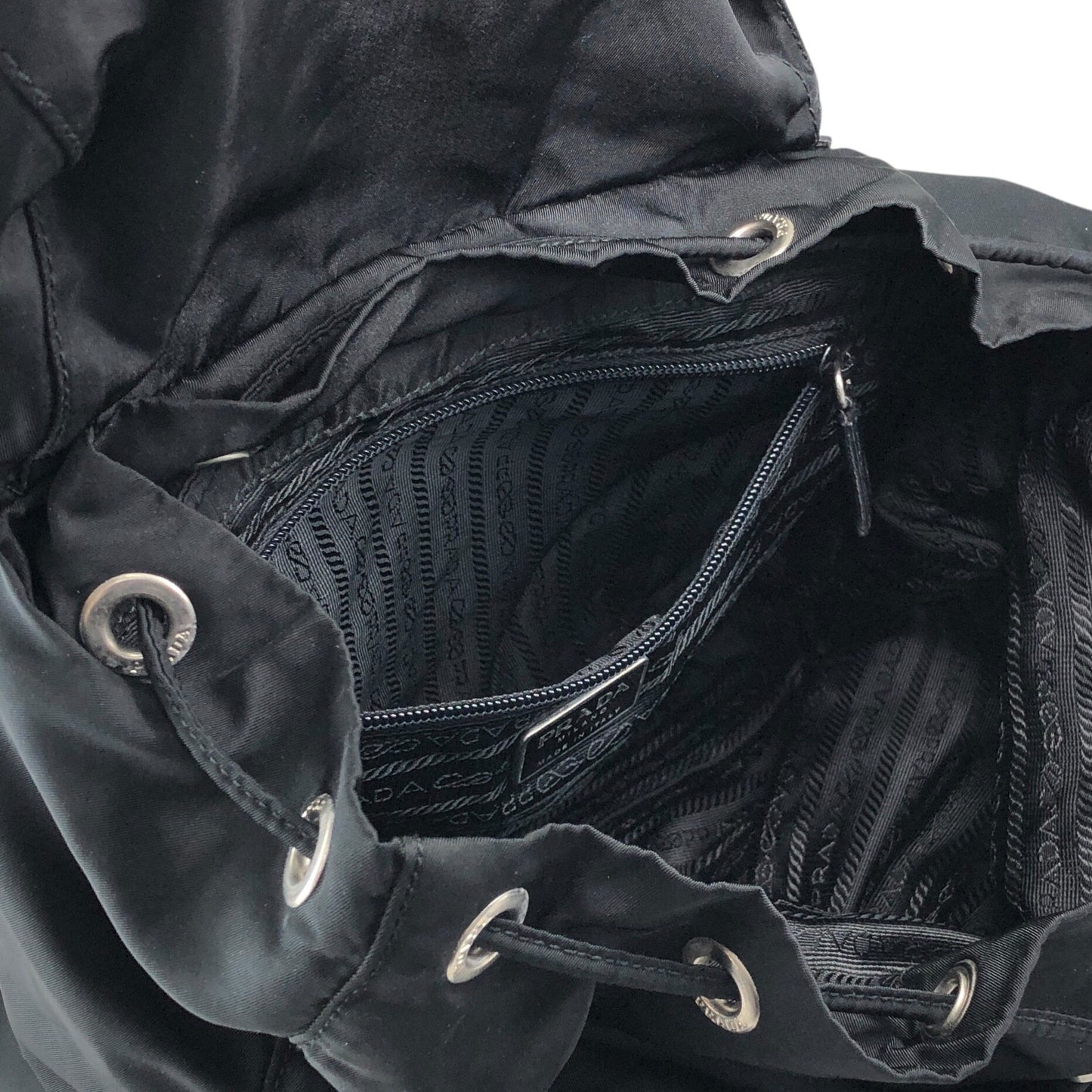 PRADA Tessuto Triangle Logo Double Pocket  Backpack Black Vintage 3pvjac