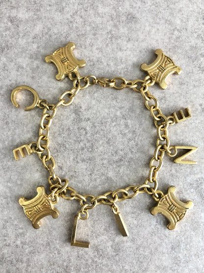 CELINE Blason Bracelet Gold Vintage 3zjt5y